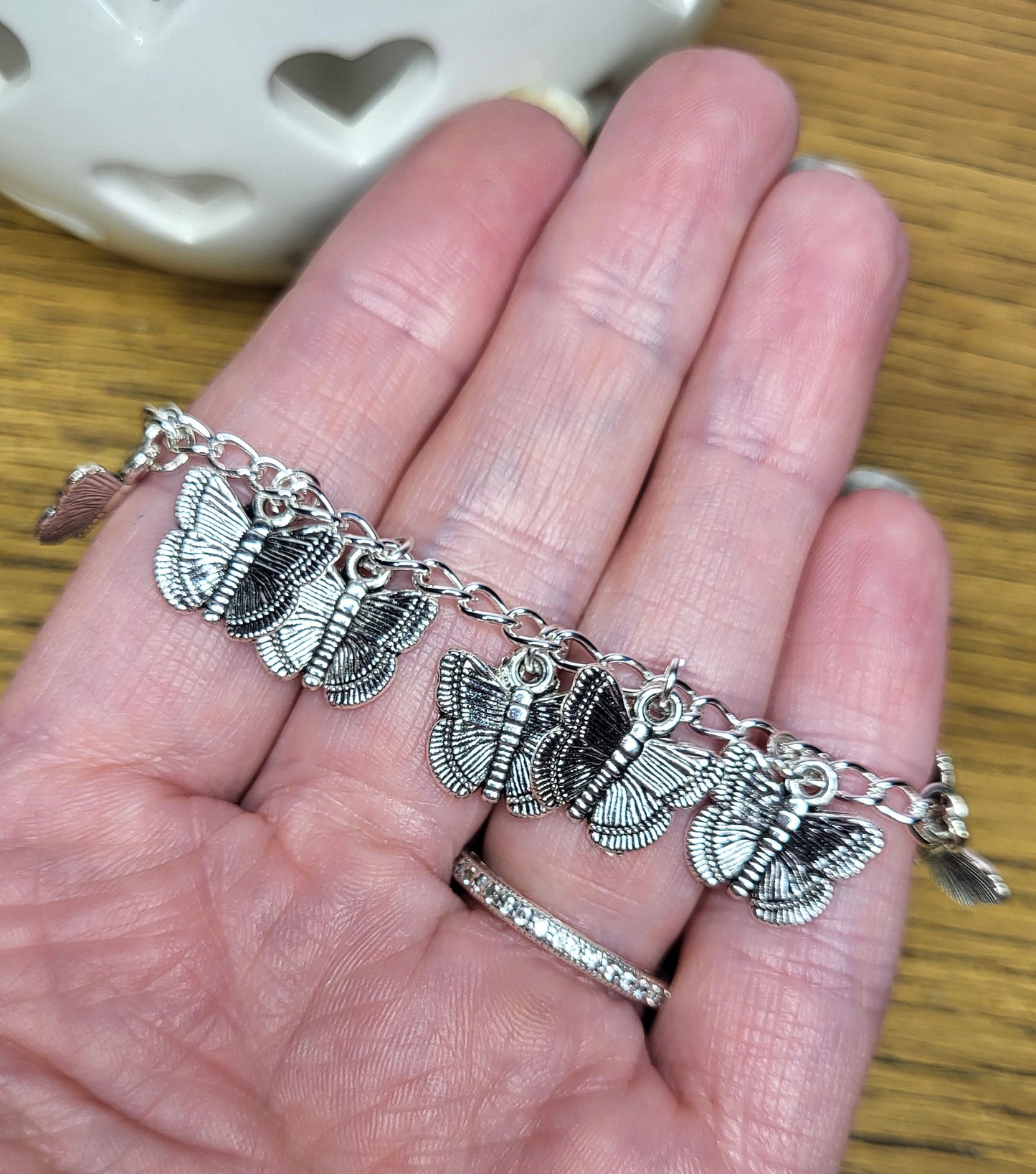 Butterfly Silver Tone Charm Bracelet. One of a Kind