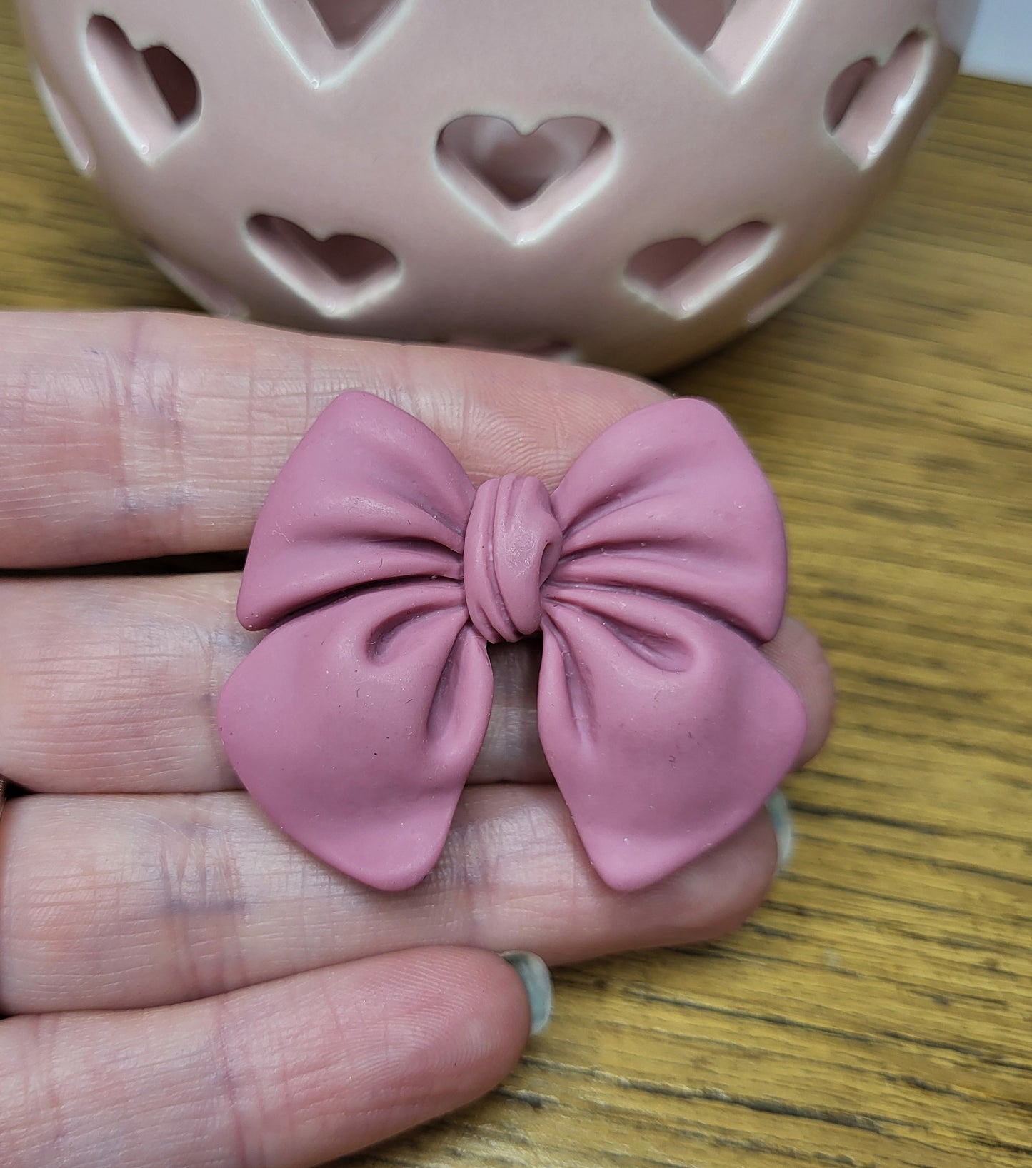 Dusky Pink Bow Brooch. One of a Kind