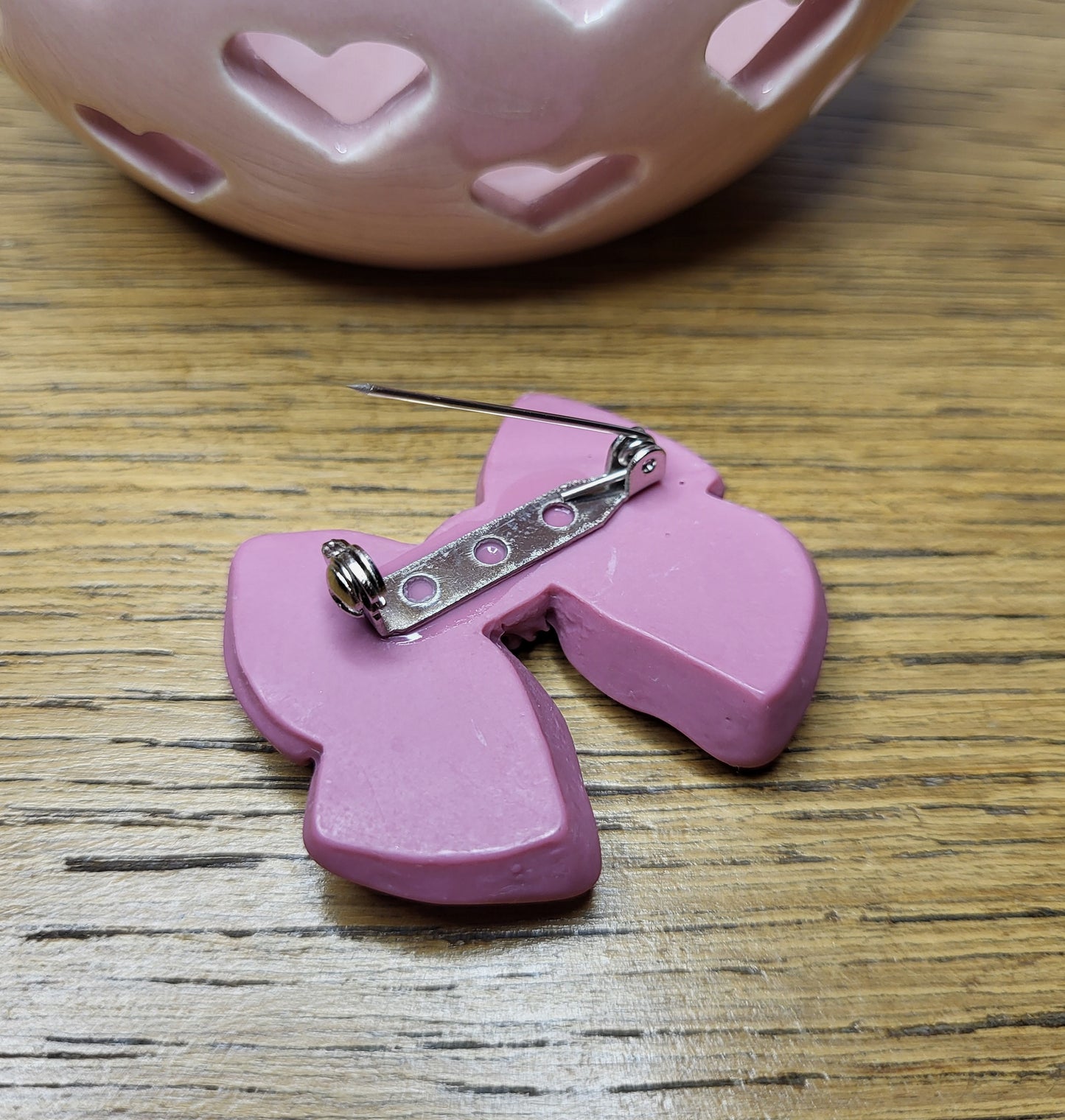 Dusky Pink Bow Brooch. One of a Kind