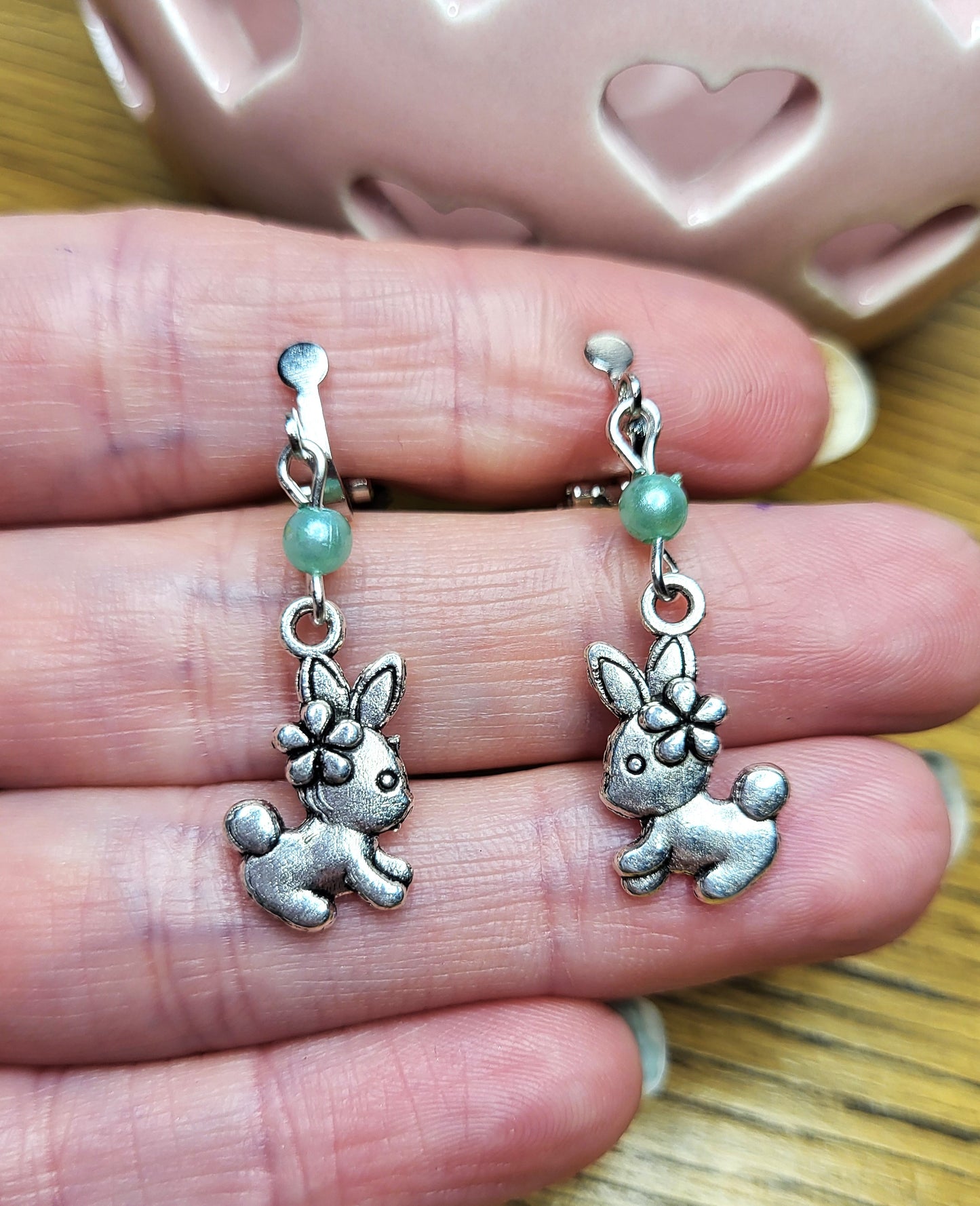 Cute Rabbit Bunny Earrings. One of a Kind. Childrens Earrings. Nickel Free Wires or Clip On