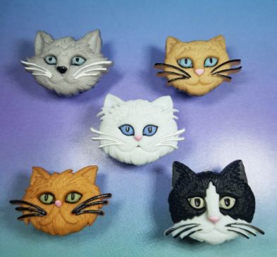 Cat Face / Head Pins.  Kitty, Feline Lapel Pin, Hat Pin.  Cute Stocking Filler, Cat Lover