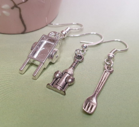 Wheelbarrow or Wine Bottle Silver Earrings. Hypoallergenic, Allergy, Nickel, Lead Free. Gardening, Prosecco, Garden