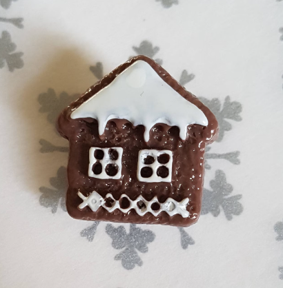 Gingerbread House Pin. Christmas, Xmas, Food, Cookie. Pin Badge, Lapel Pin, Hat Pin, Brooch Stocking Filler