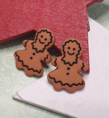 Gingerbread Ladies, Women Stud Earrings. Studs, Hypoallergenic, Allergy, Lead, Nickel Free. Christmas, Xmas, Gift