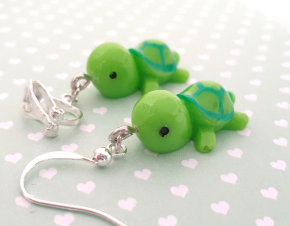 Green Turtle Earrings. Turtle Earrings. Tortoise Earrings. Nickel Free Earrings. Clip On Earrings. Turtle Lover. Turtle Gift. Tortoise Gift