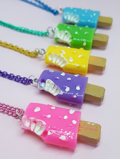 Ice Cream, Ice Lolly, Popsicle Necklace.  Pendant and Chain. Summer, Food, Foodie