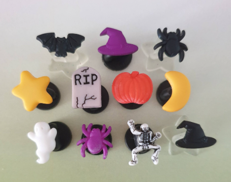 Small Halloween Themed Studs. Hypoallergenic, Allergy, Lead, Nickel Free. Earrings, Bat, Spider, Skeleton, Witches Hat, Tombstone, Ghost