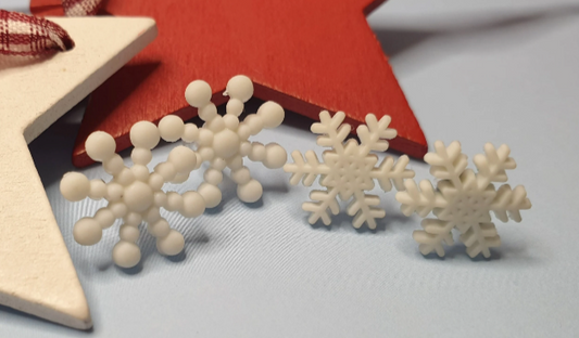 Snowflake Studs. Plastic Nickel Free Posts. Christmas Earrings