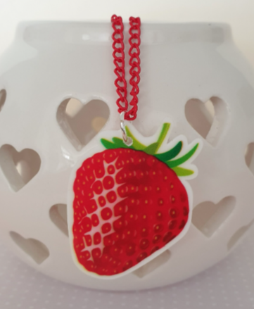 Strawberry Pendant Necklace. Berry, Berries, Fruit, Red, Summer. Gift for Her