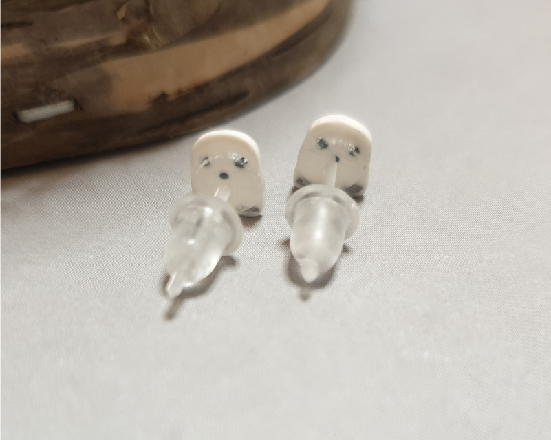 Tiny Ghost Stud Earrings. Allergy Free Plastic Posts. Halloween Studs