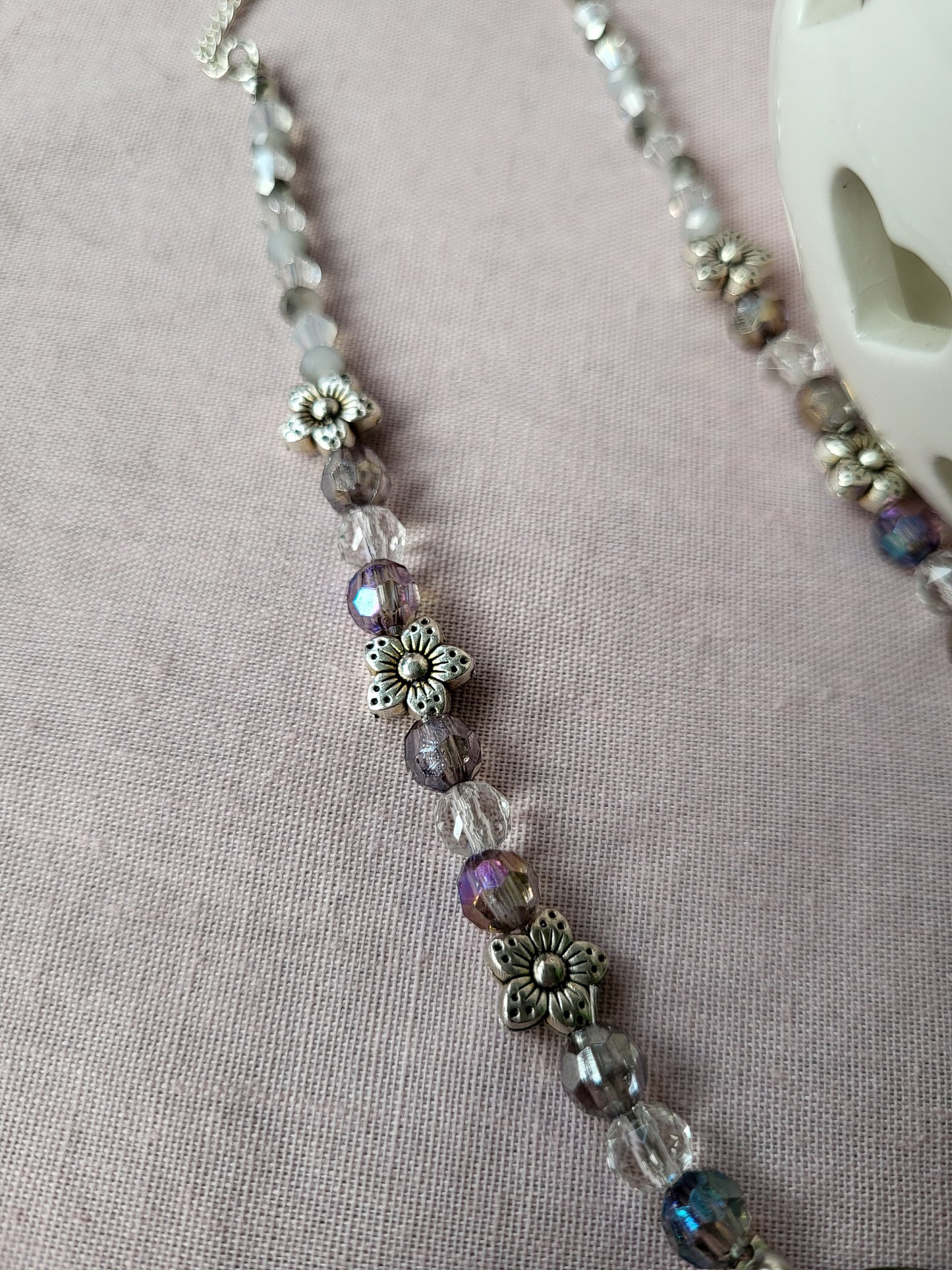 Upcycled Silver Beaded Butterfly Necklace