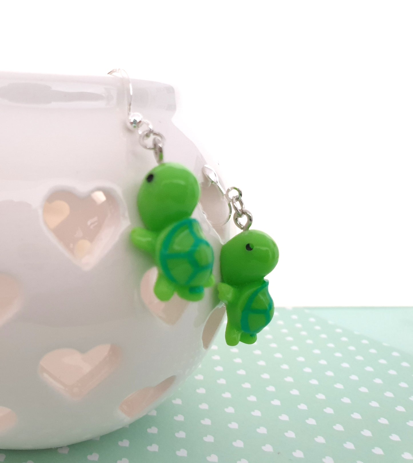 Green Turtle Earrings. Turtle Earrings. Tortoise Earrings. Nickel Free Earrings. Clip On Earrings. Turtle Lover. Turtle Gift. Tortoise Gift