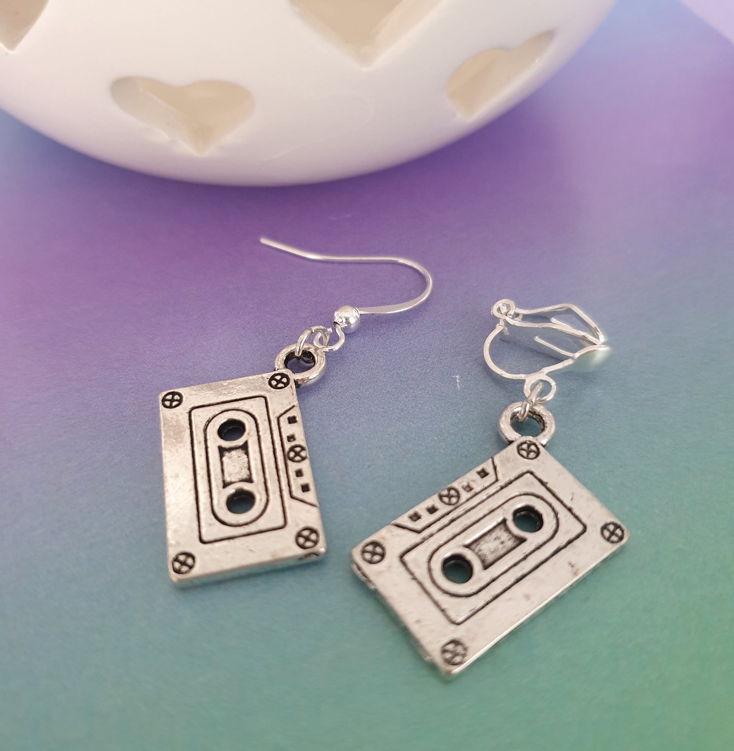 Music Lover Earrings. Nickel Free Earrings. Clip On Earrings. Music Note Earrings. Cassette Tape Earrings. Music Lover Gift, Music Jewellery