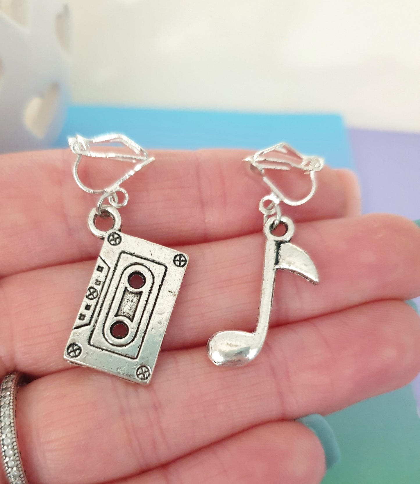 Music Lover Earrings. Nickel Free Earrings. Clip On Earrings. Music Note Earrings. Cassette Tape Earrings. Music Lover Gift, Music Jewellery