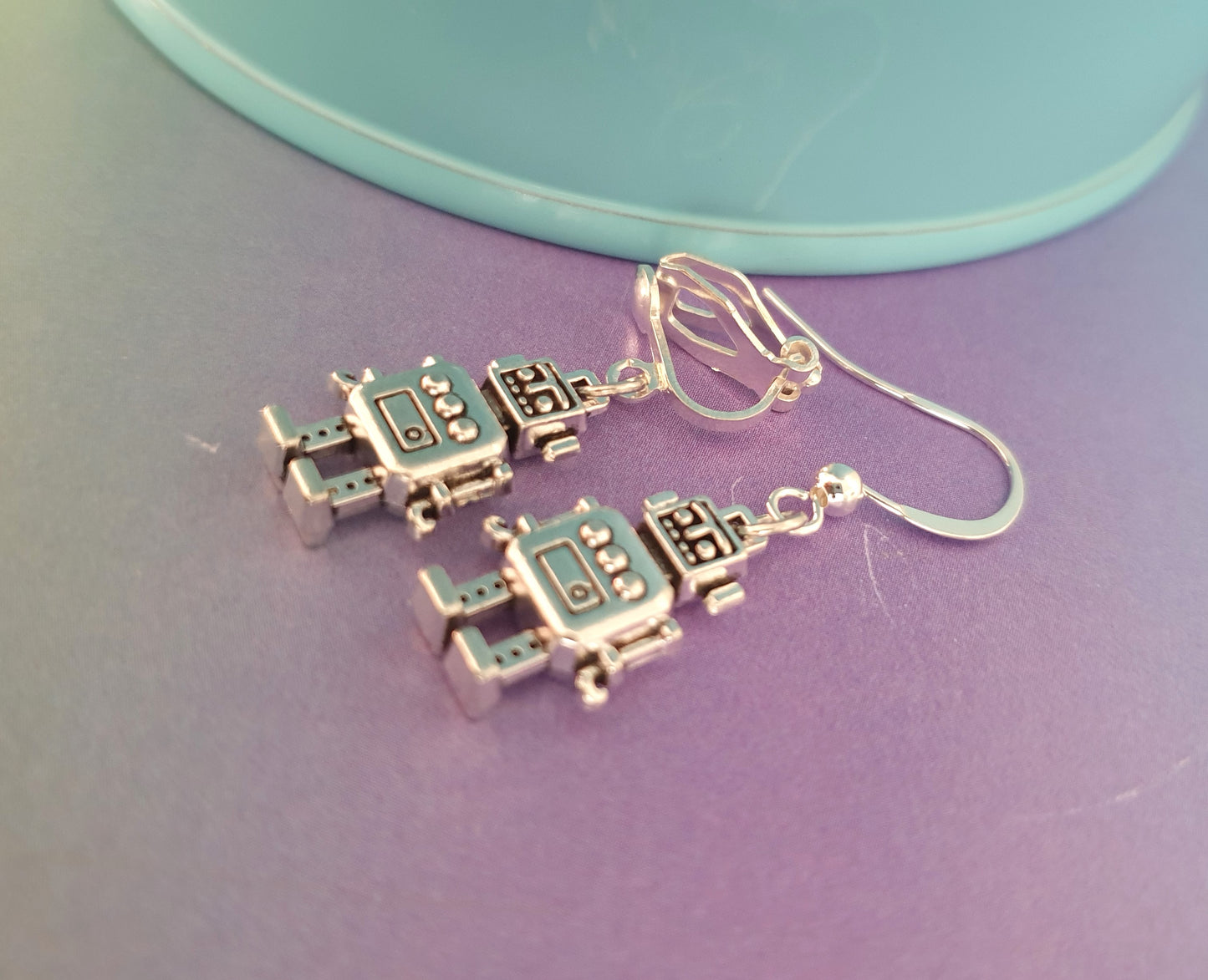 Robot Earrings. Nickel Free Earrings. Clip On Earrings. Quirky Earrings, Fun Earrings. Robot Jewellery, Robot Jewelry, Bot Earrings Gift