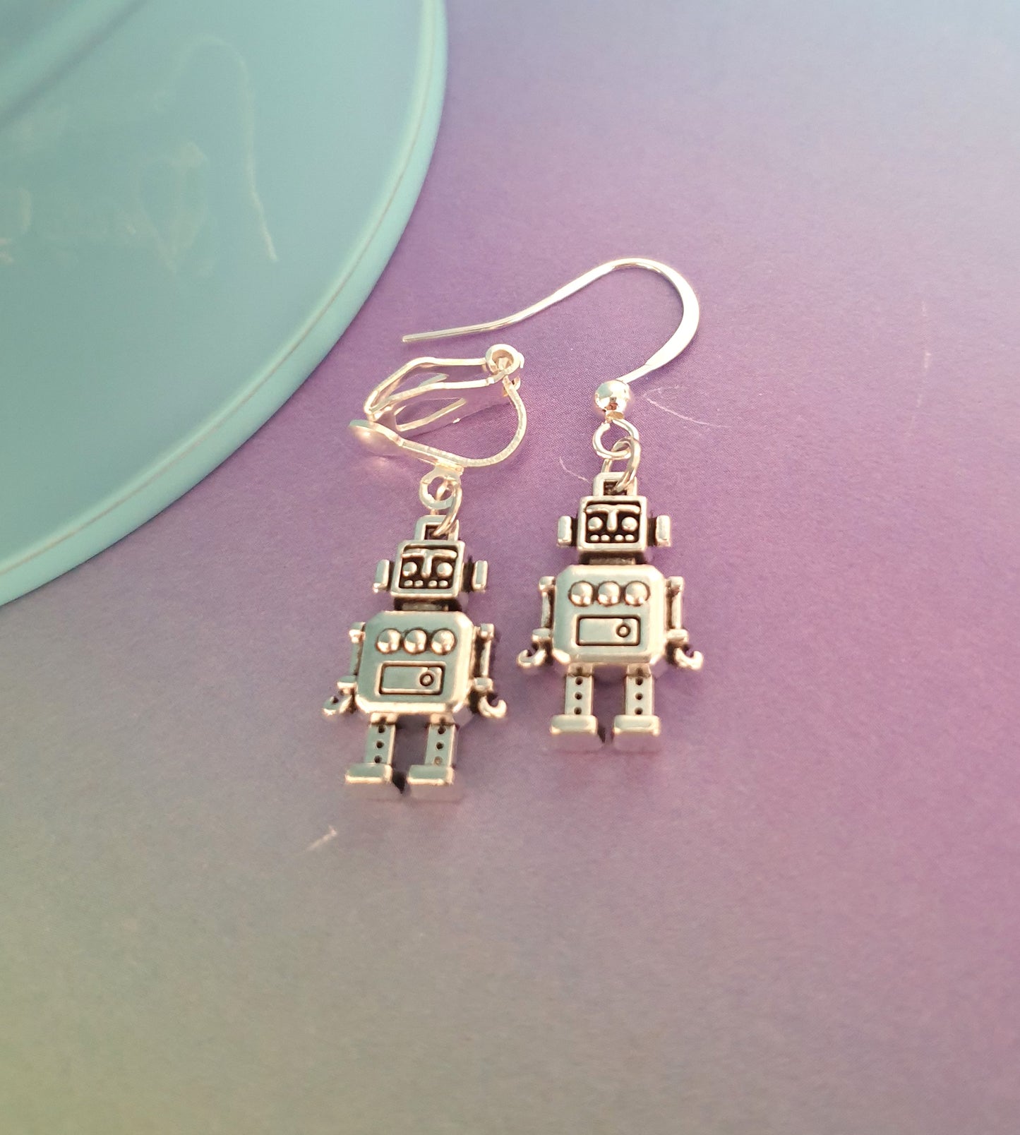 Robot Earrings. Nickel Free Earrings. Clip On Earrings. Quirky Earrings, Fun Earrings. Robot Jewellery, Robot Jewelry, Bot Earrings Gift