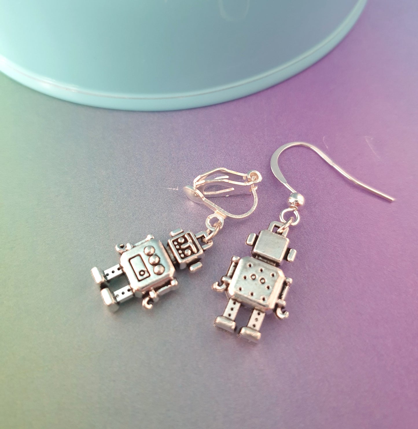 Robot Earrings. Nickel Free Earrings. Clip On Earrings. Quirky Earrings, Fun Earrings. Robot Jewellery, Robot Jewelry, Bot Earrings Gift