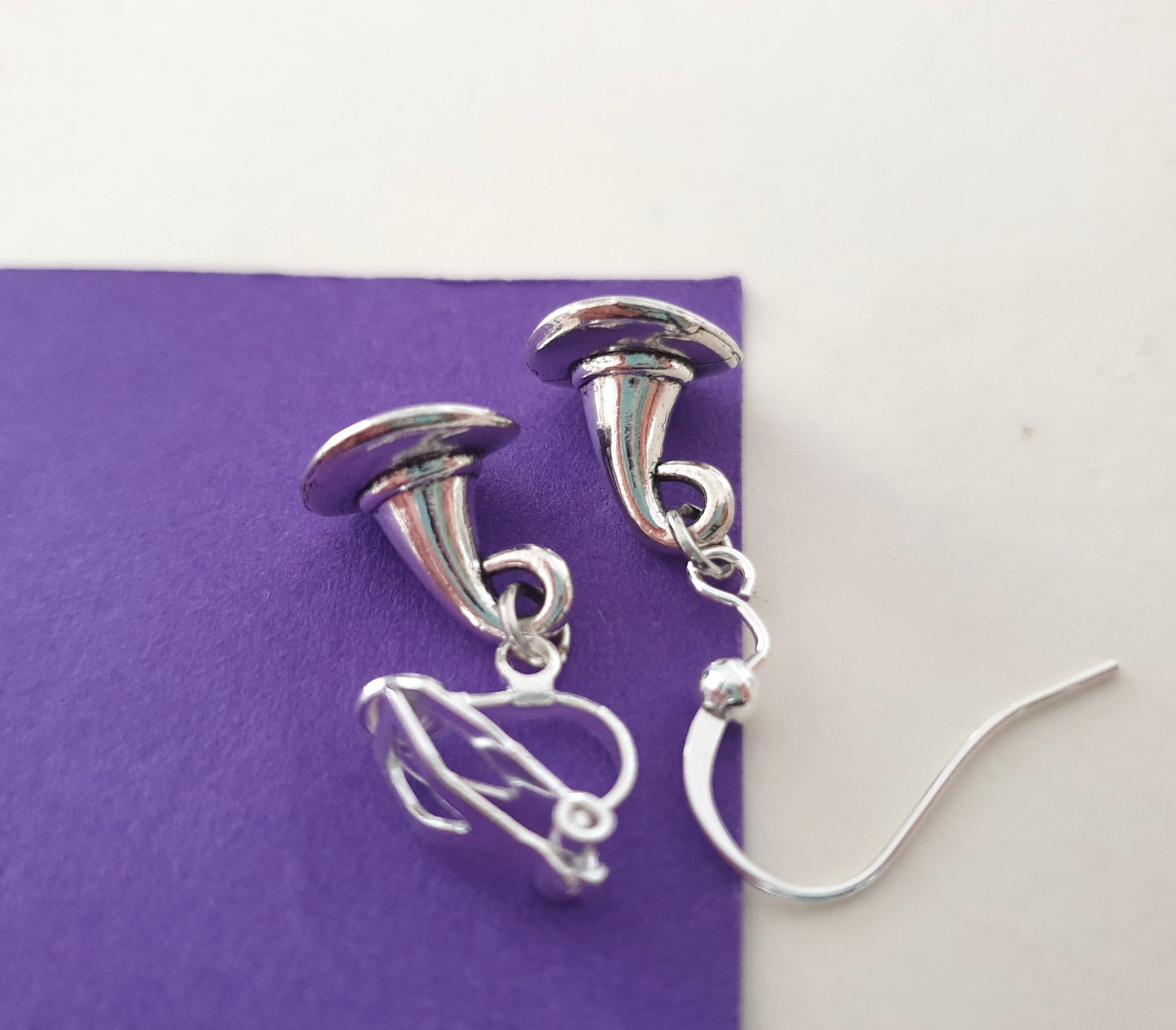 Silver Witches Hat Halloween Earrings. Hypoallergenic, Allergy Free, Nickel Free Earrings, Clip On Earrings