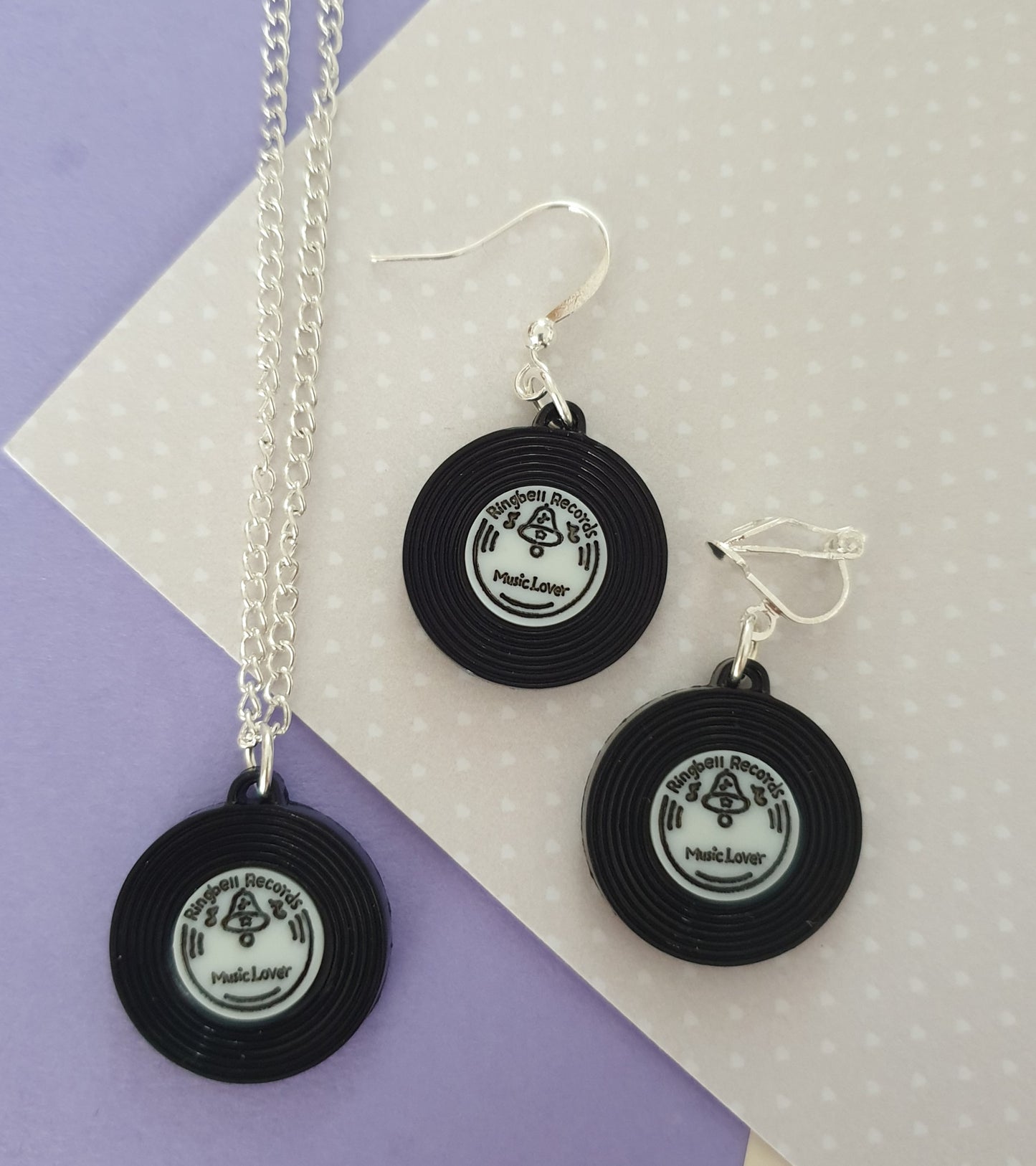 Record Drop Earrings. Vinyl Record Earrings. Nickel Free Earrings, Clip On Earrings. Music Earrings, Music Jewellery. Quirky Earrings.