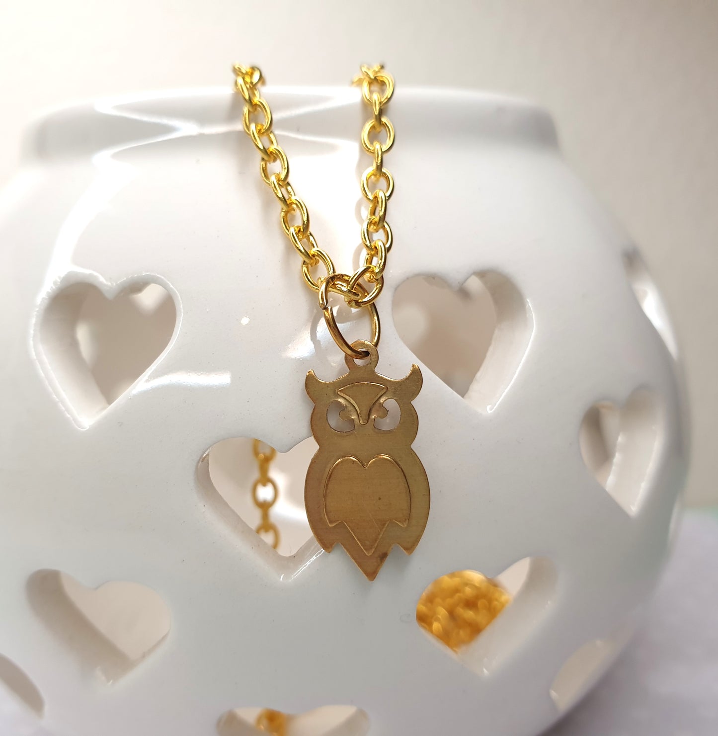 Owl Earrings and Necklace.  Birds, Owls, Gold Hypoallergenic Allergy Lead Nickel Free Stocking Filler Mothers Day