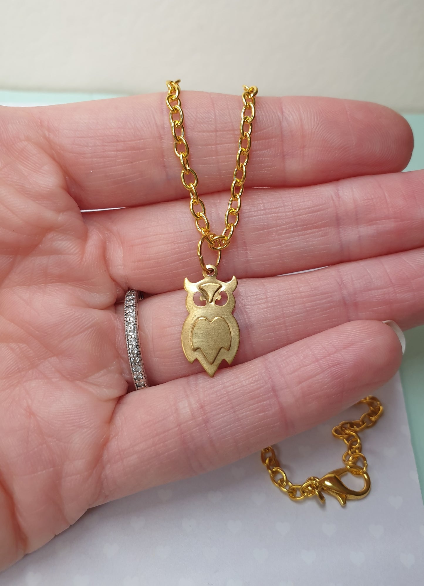 Owl Earrings and Necklace.  Birds, Owls, Gold Hypoallergenic Allergy Lead Nickel Free Stocking Filler Mothers Day