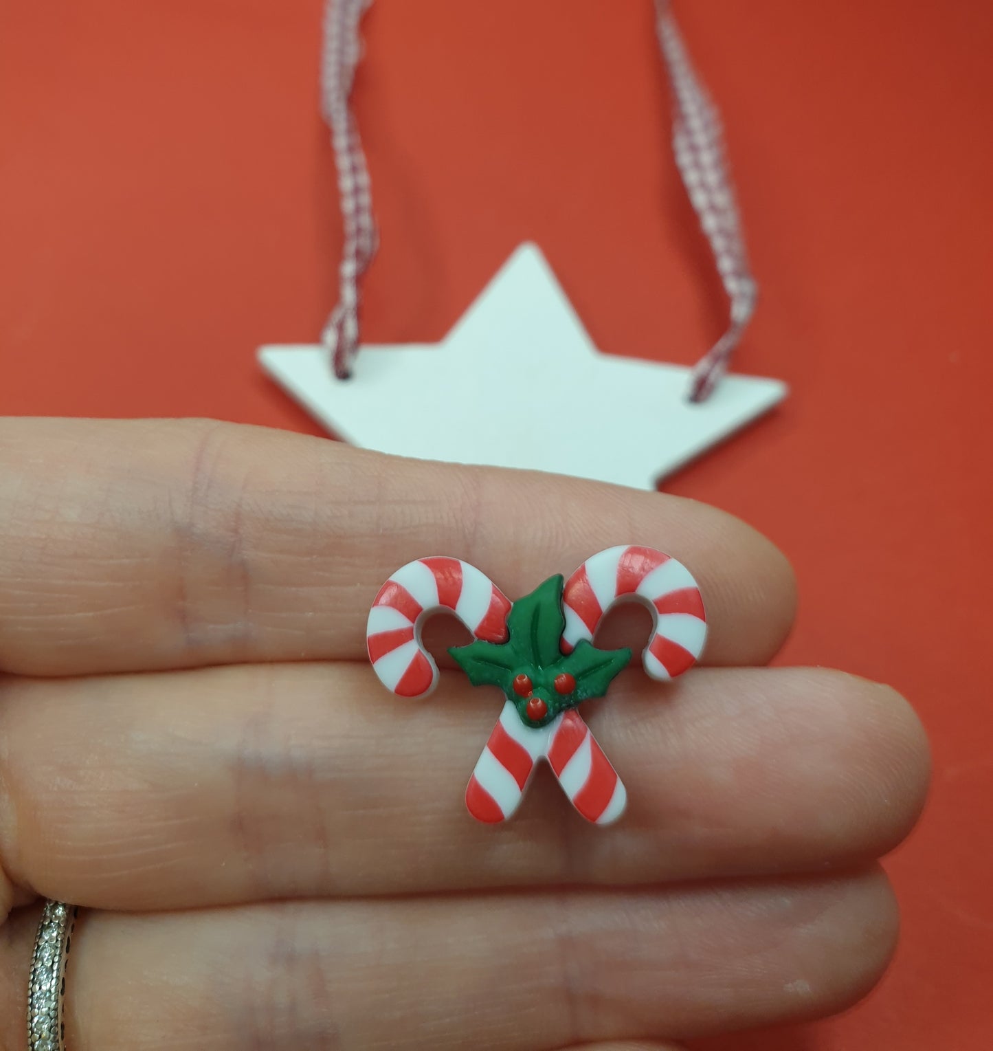 Candy Cane Pin. Christmas Pin.