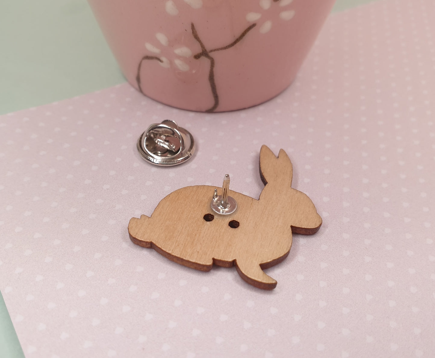 Wooden Rabbit Pin. Bunny Pin. Easter Bunny. Rabbit Jewellery. Rabbit Lover Gift. Fun Pin. Animal Pin. Quirky Pin. Easter Gift. Rabbit Gift.