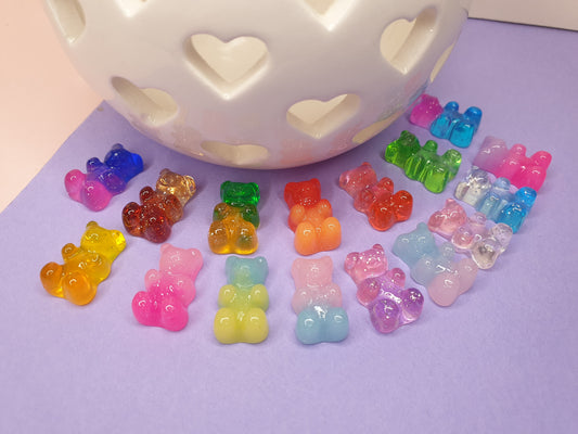 Glitter and Ombre Gummy Gummie Bear Pins. Lapel Pin, Pin Badge, Candy, Food. Pink, Blue, Cola, Purple, Red, Green