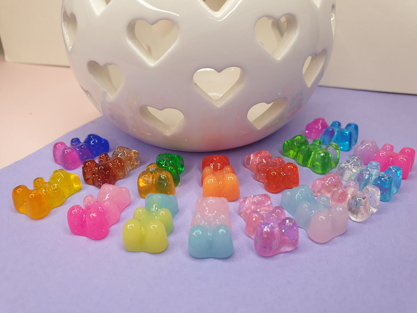 Glitter and Ombre Gummy Gummie Bear Pins. Lapel Pin, Pin Badge, Candy, Food. Pink, Blue, Cola, Purple, Red, Green