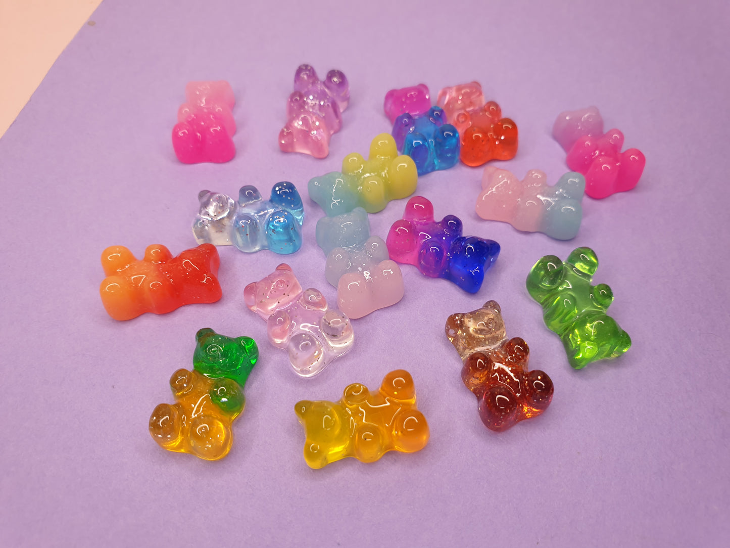 Glitter and Ombre Gummy Gummie Bear Pins. Lapel Pin, Pin Badge, Candy, Food. Pink, Blue, Cola, Purple, Red, Green