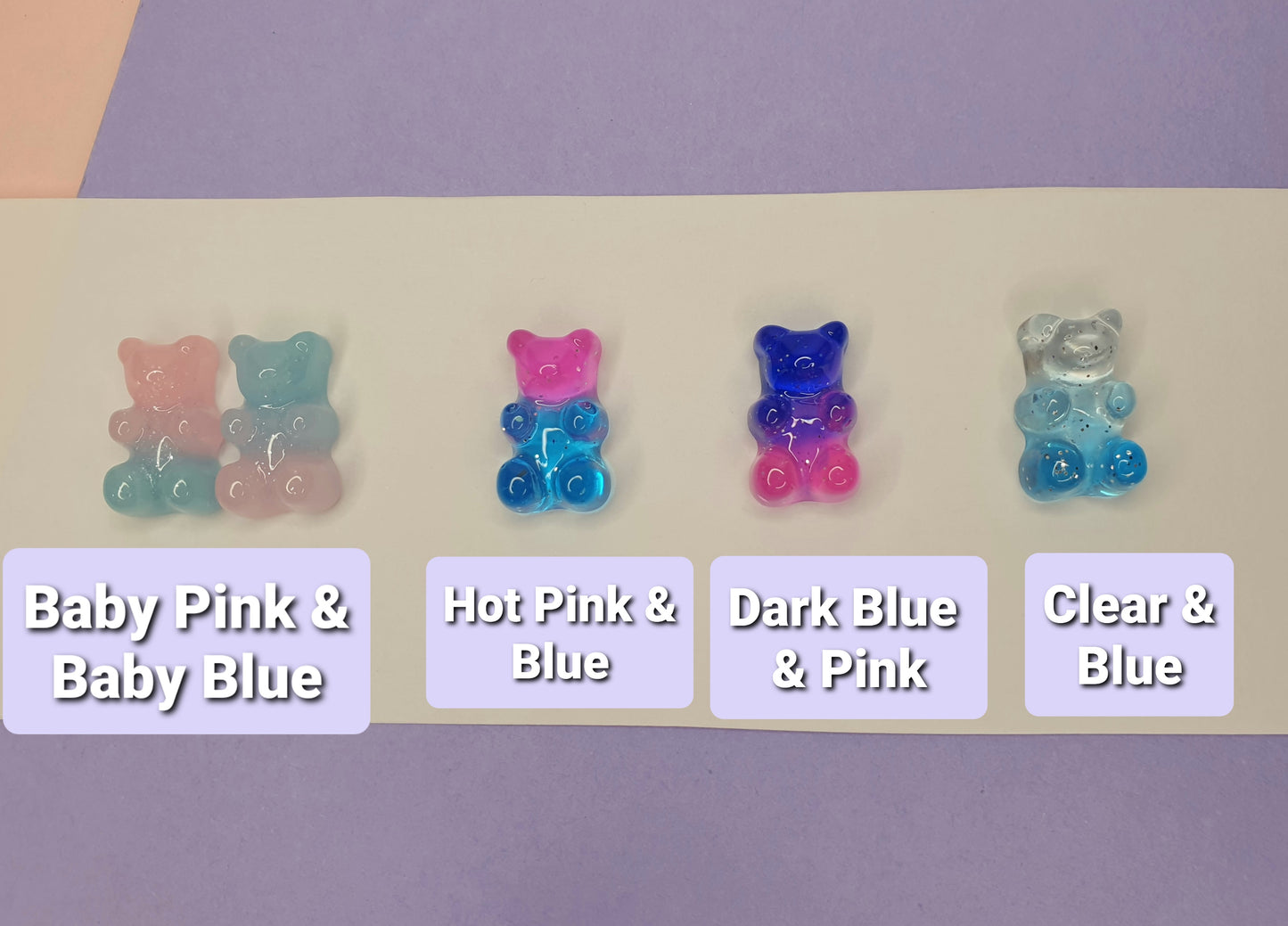 Glitter and Ombre Gummy Gummie Bear Pins. Lapel Pin, Pin Badge, Candy, Food. Pink, Blue, Cola, Purple, Red, Green