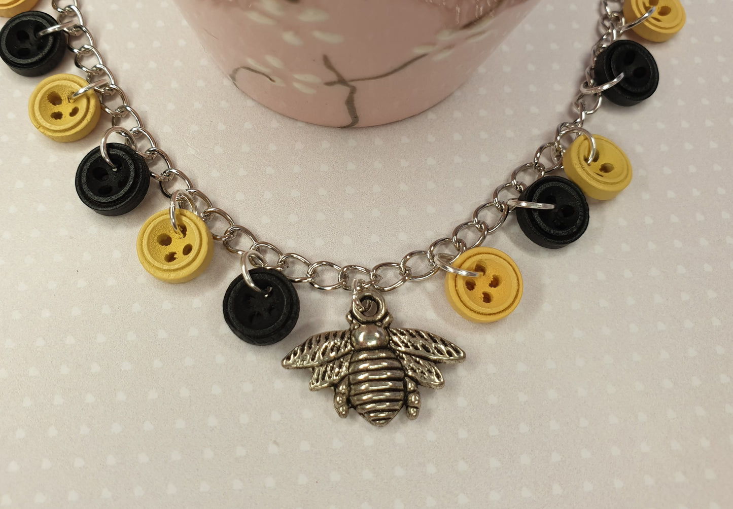 Bee Button Charm Bracelet. Bee Lover Gift. Bumble Bee. Honey Bee. Gift for Her