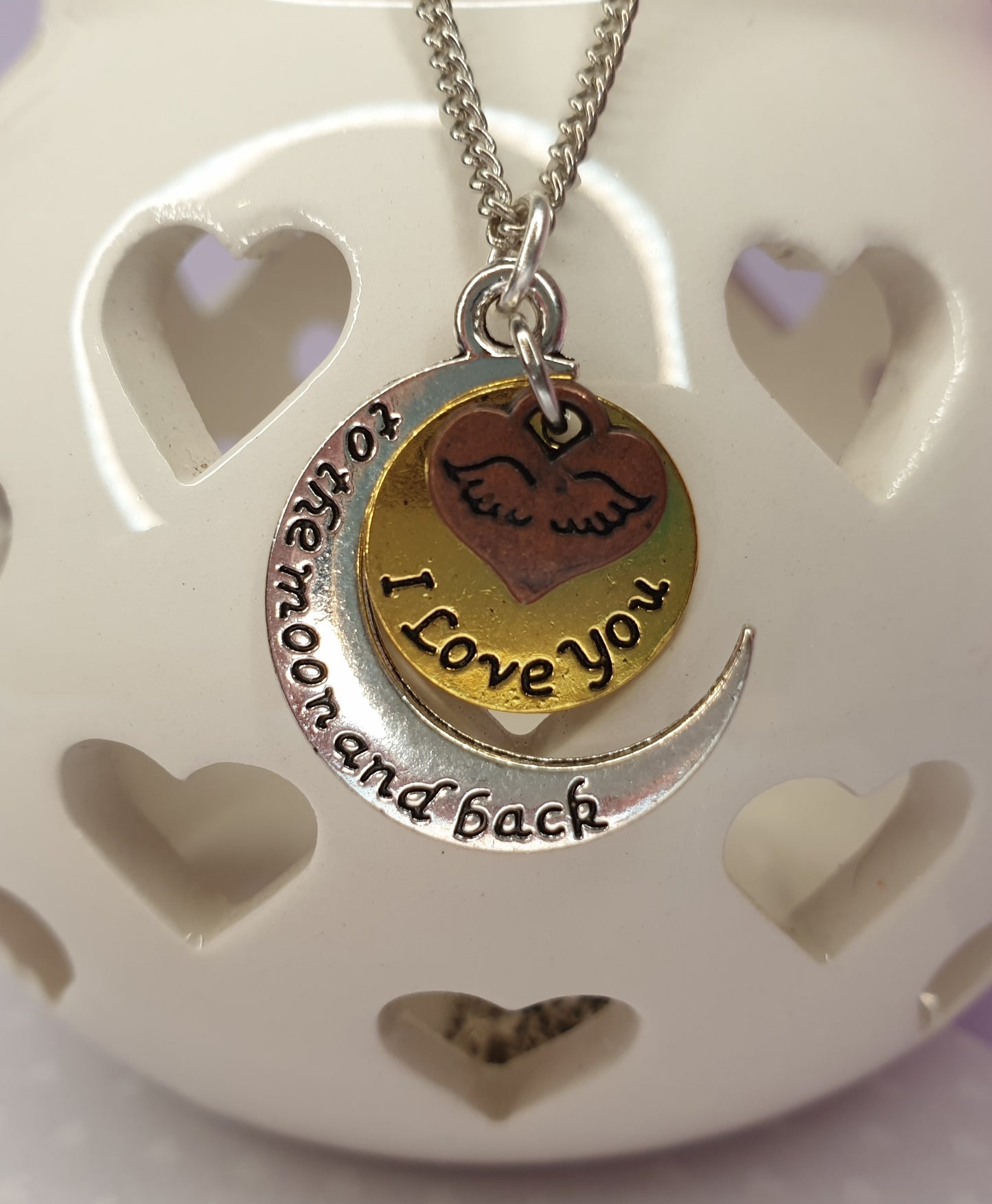 I Love You To The Moon and Back Necklace. Valentines Gift, Anniversary Gift, Moon Necklace, Silver Necklace, Love Jewellery