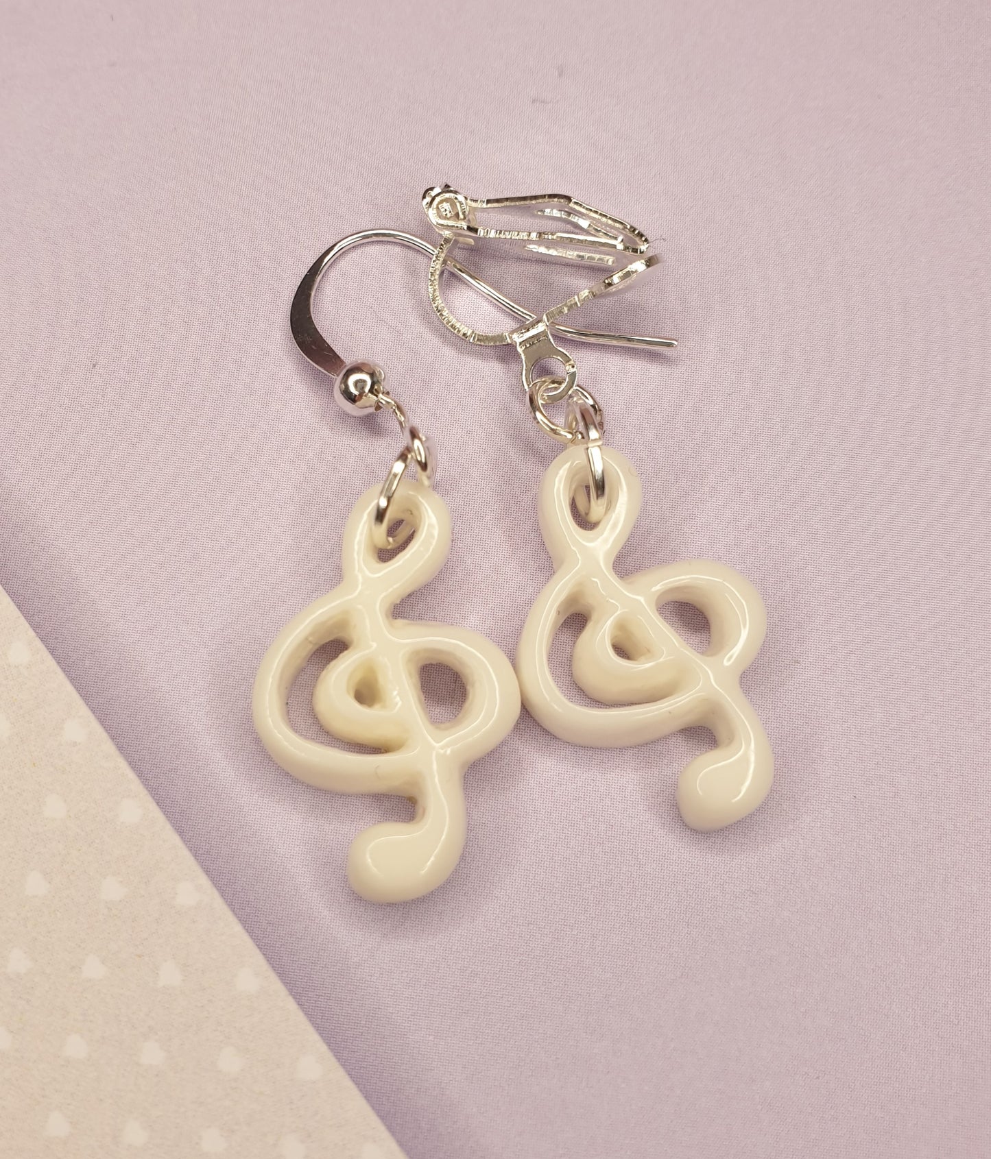 Treble Clef Earrings. Music Earrings, Music Lover Gift, Music Note, Music Jewellery, Hypoallergenic, Allergy, Nickel Free, Clip On Earrings