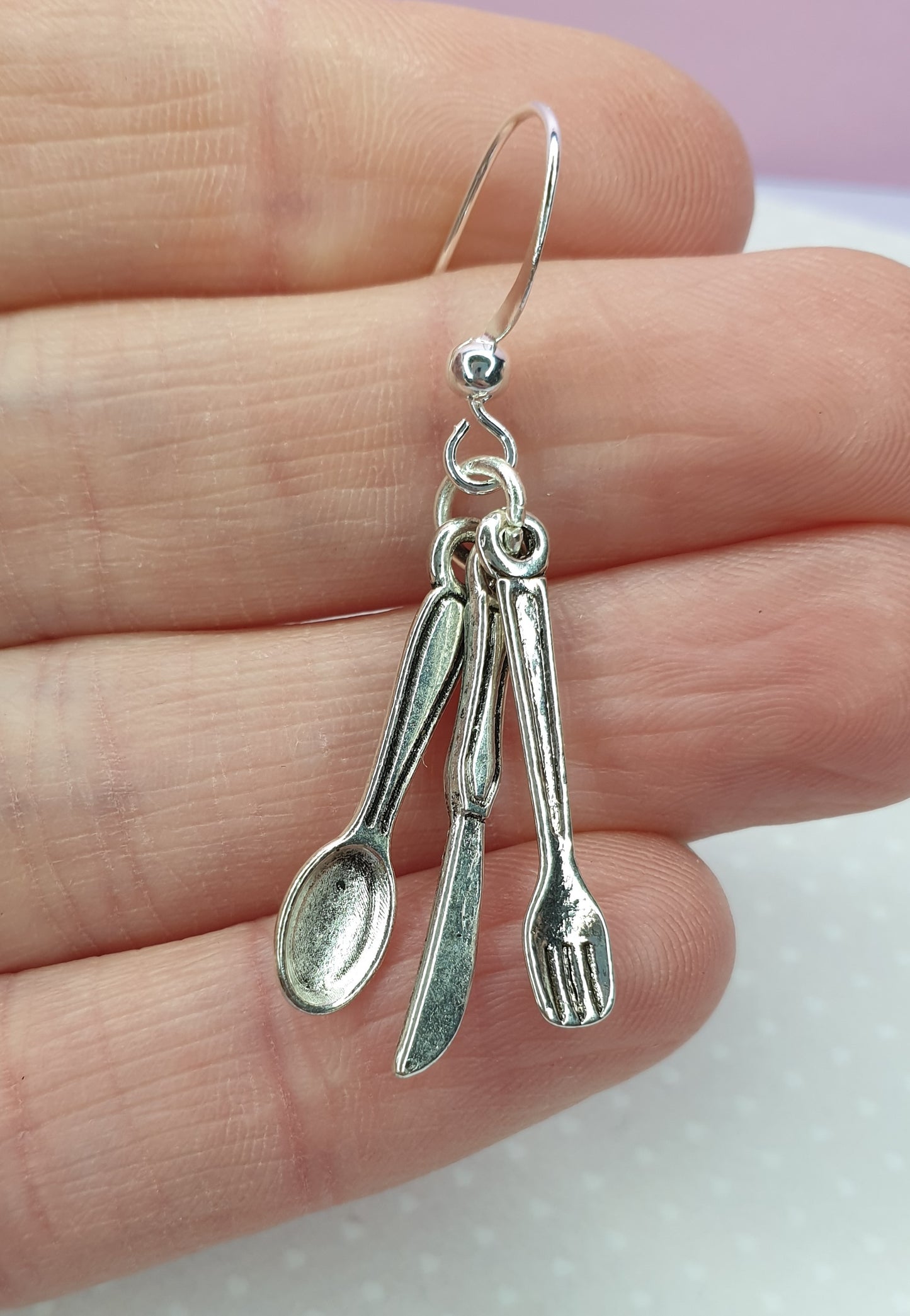 Cutlery, Knife, Fork, Spoon Earrings. Quirky Earrings. Foodie Gift, Food Earrings, Hypoallergenic, Allergy, Nickel Free. Clip On Earrings