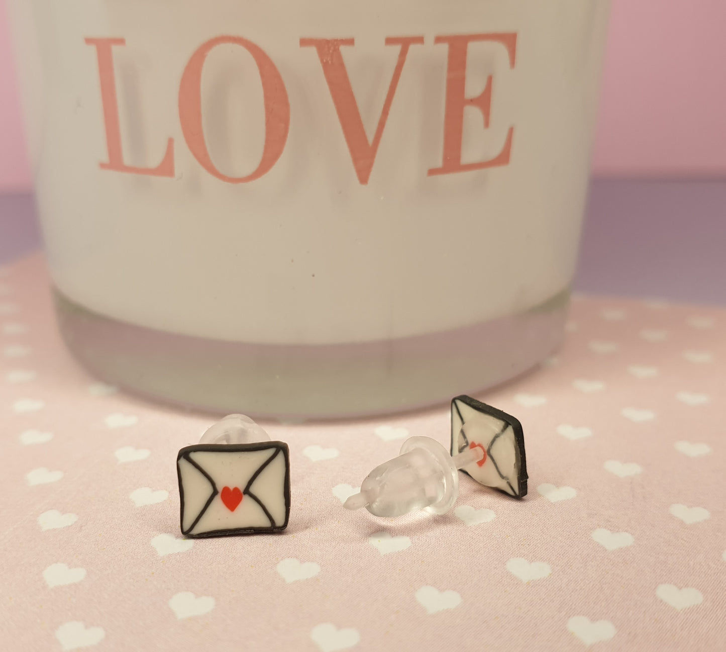 Tiny Love Themed Stud Earrings. Valentines Gift, Love Heart, Anniversary Gift, Allergy, Nickel Free, Hypoallergenic, Love Letter