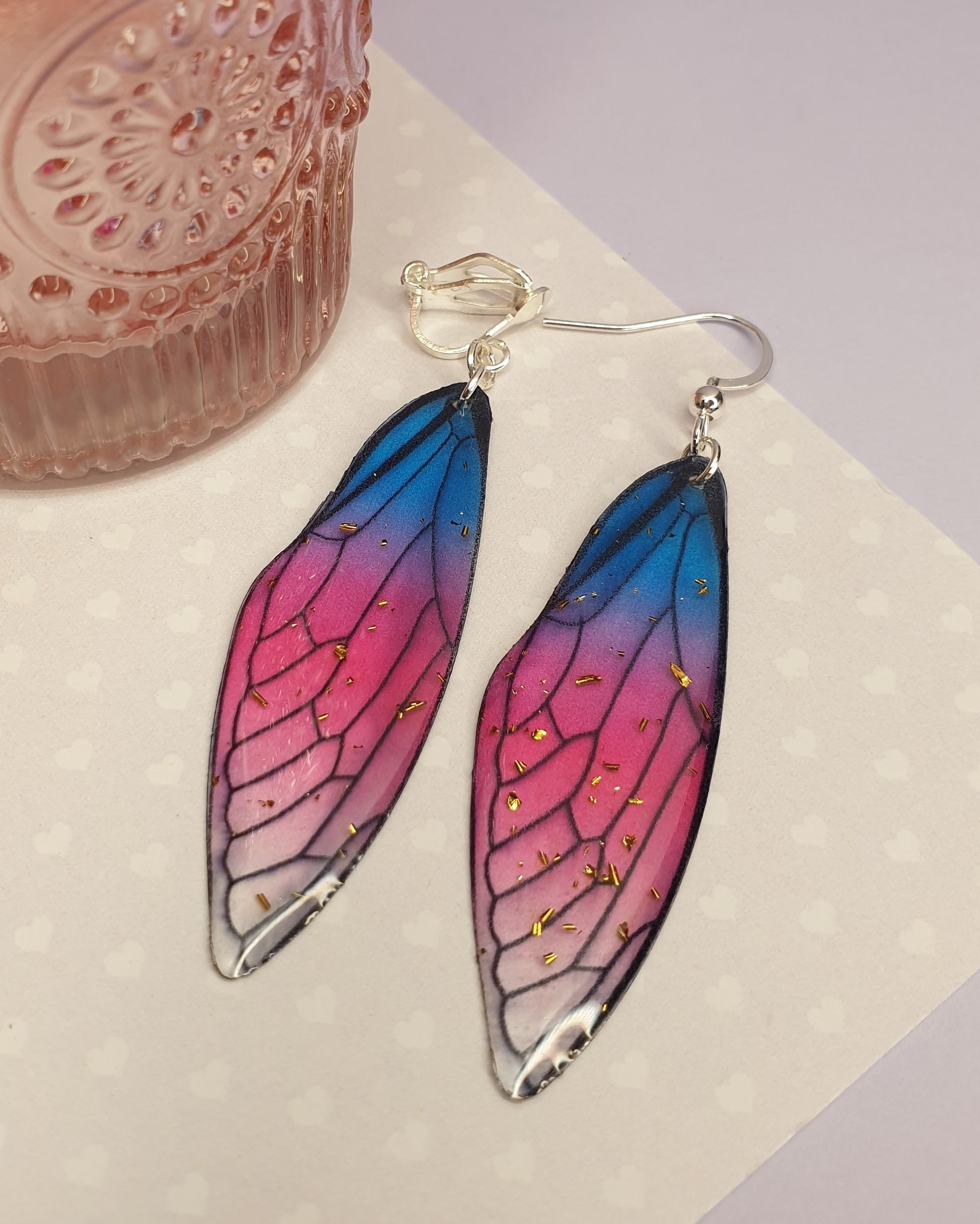 Dragonfly Wing Earrings. Statement Earrings. Hypoallergenic, Nickel and  Allergy Free. Clip Ons.