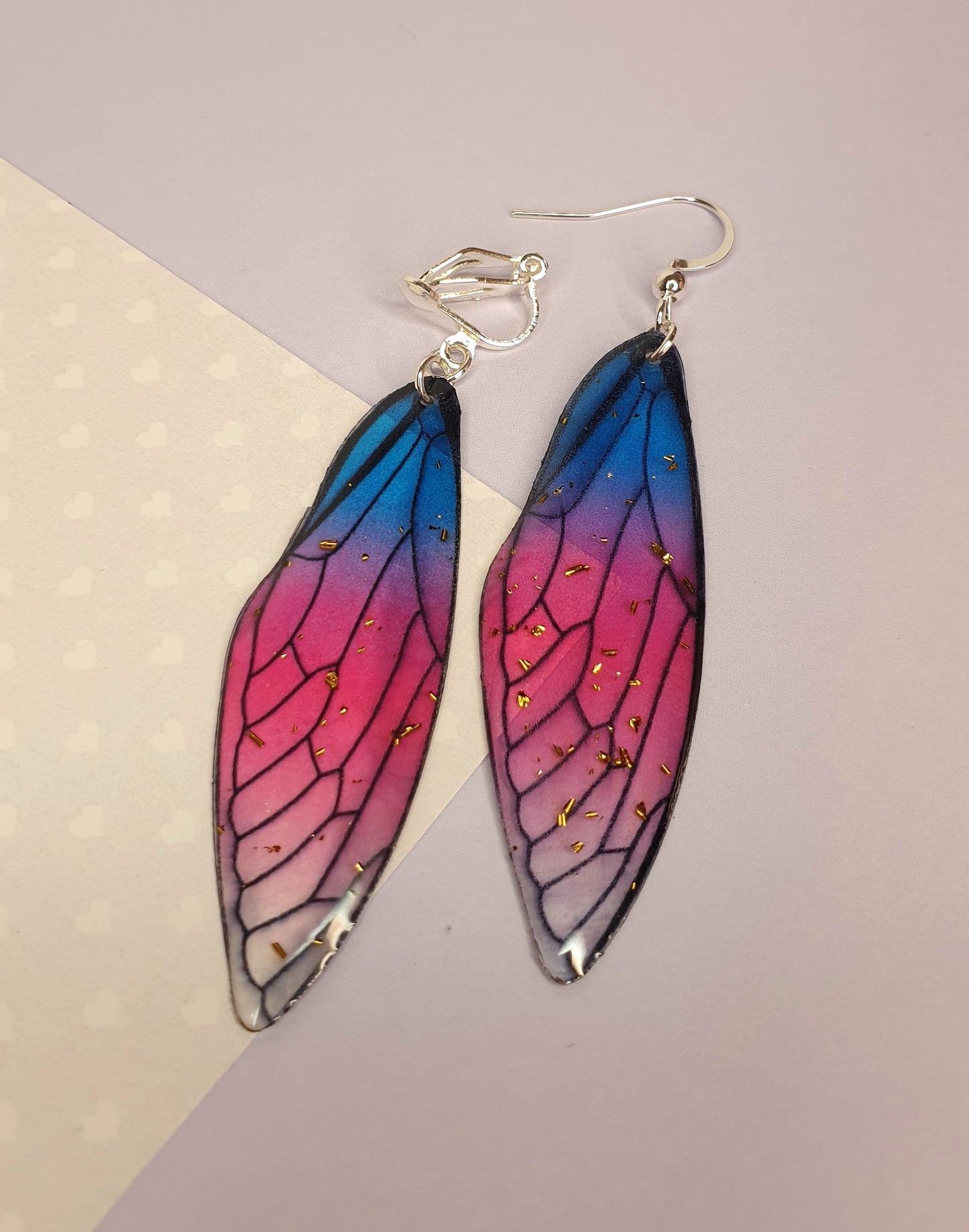 Dragonfly Wing Earrings. Statement Earrings. Hypoallergenic, Nickel and Allergy Free. Clip Ons.