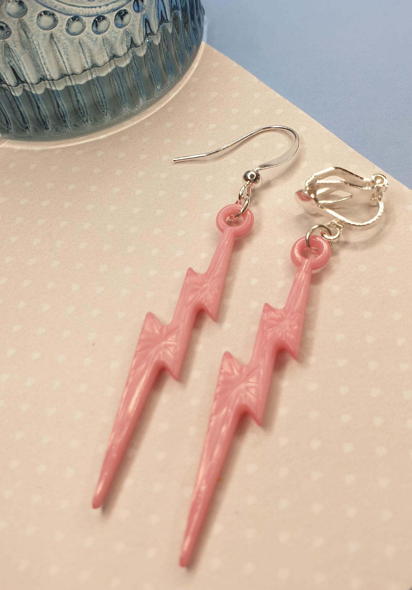 Lightning Bolt Earrings. Emo, Goth, Quirky Earrings. Zig Zag. Hypoallergenic, Nickel and Allergy Free. Clip Ons