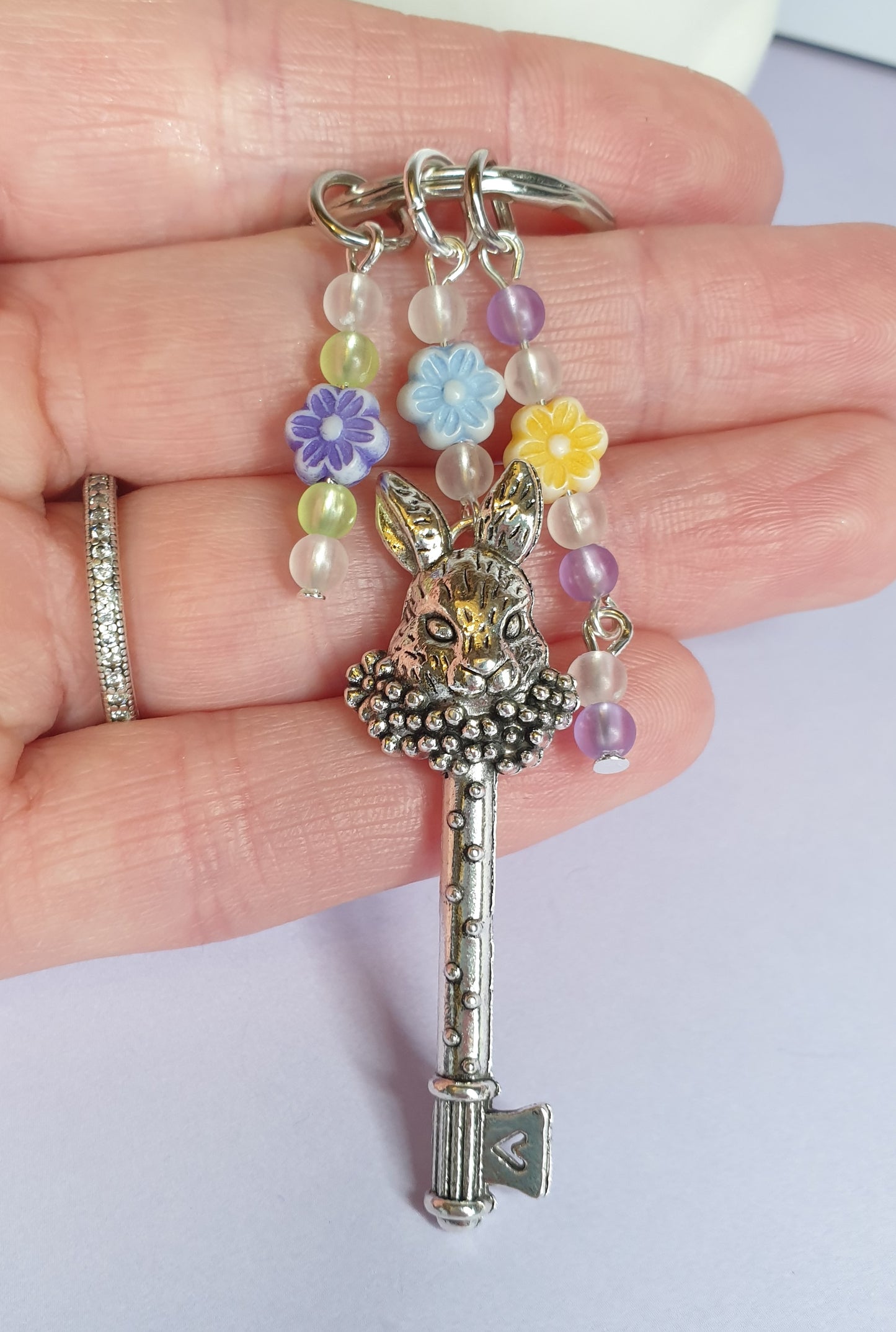 Rabbit Keyring.  Easter Bunny Key Ring, Spring, Easter Gift