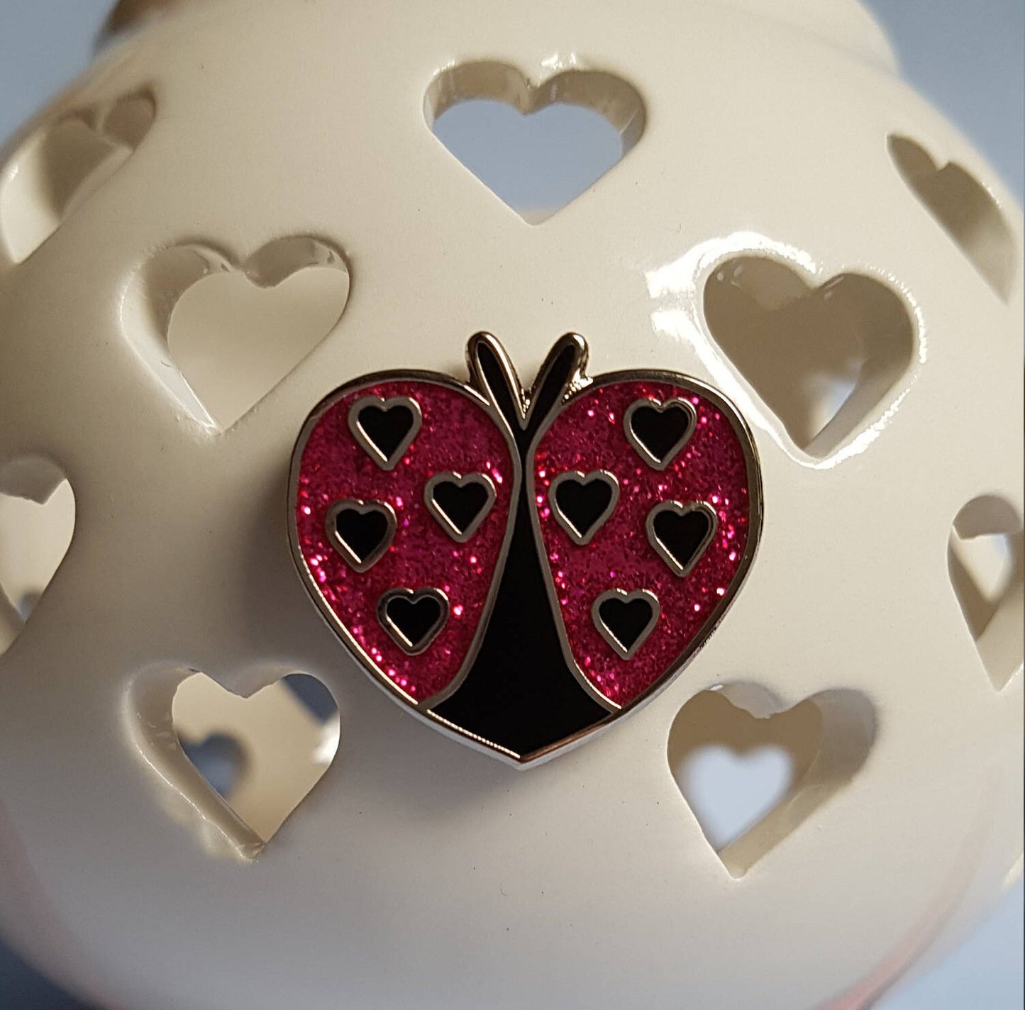 Love Bug Hard Enamel Pin Lapel Pin Hat Pin Badge Heart Cute Kawaii Glitter Ladybird Ladybug Valentine's Gift