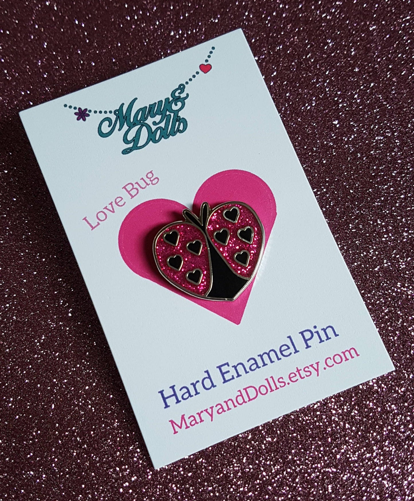 Love Bug Hard Enamel Pin Lapel Pin Hat Pin Badge Heart Cute Kawaii Glitter Ladybird Ladybug Valentine's Gift