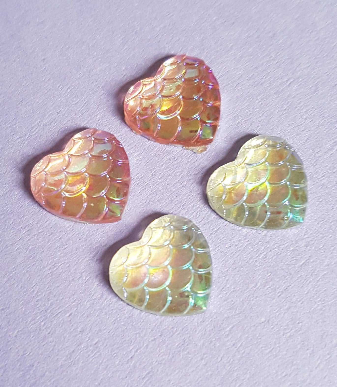 Mermaid Heart Stud Earrings, Allergy Free, Hypoallergenic. Iridescent Shine. Very Pretty Choice of Colours. Valentine's Day Gift Rainbow