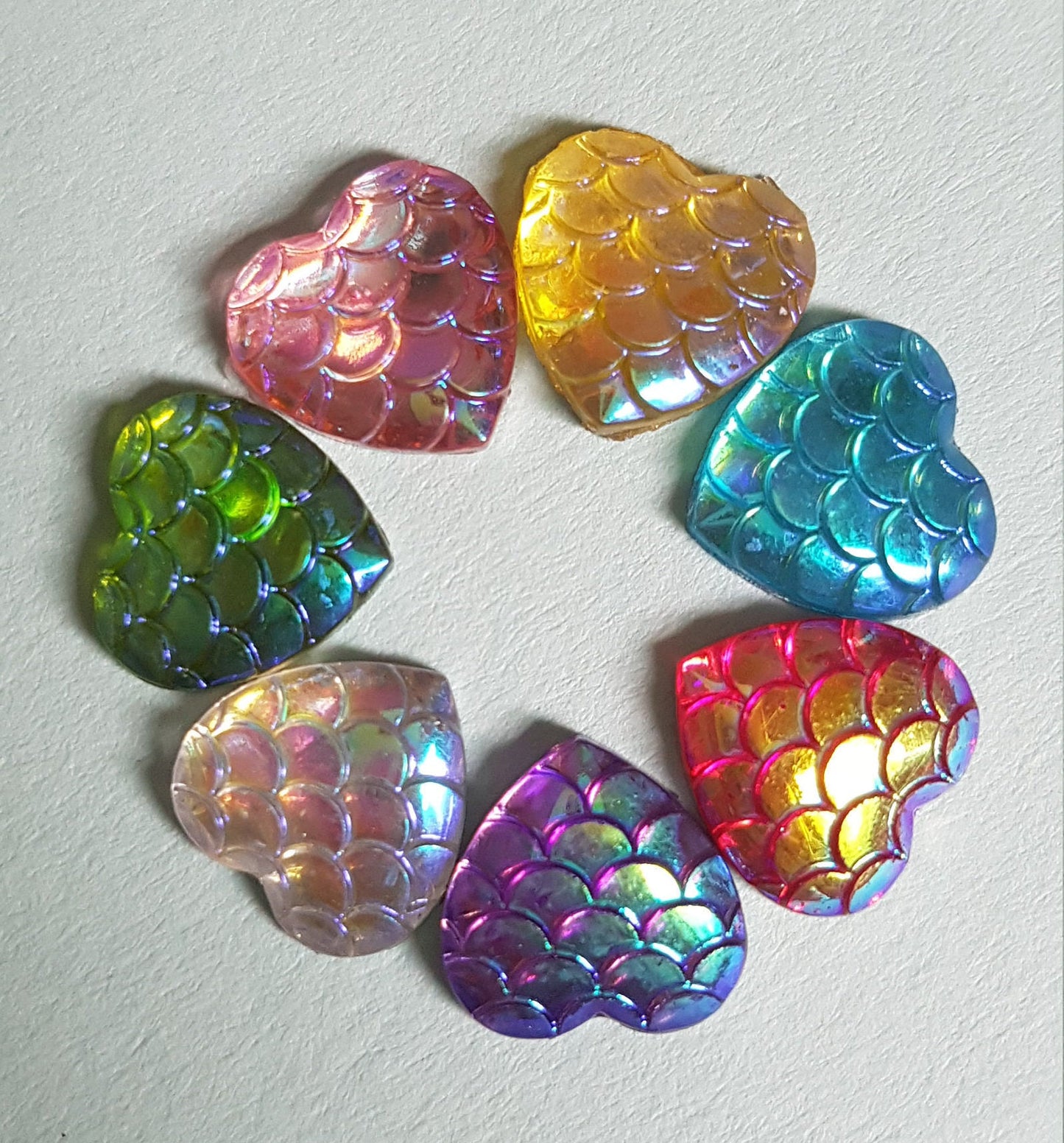 Mermaid Heart Stud Earrings, Allergy Free, Hypoallergenic. Iridescent Shine. Very Pretty Choice of Colours. Valentine's Day Gift Rainbow