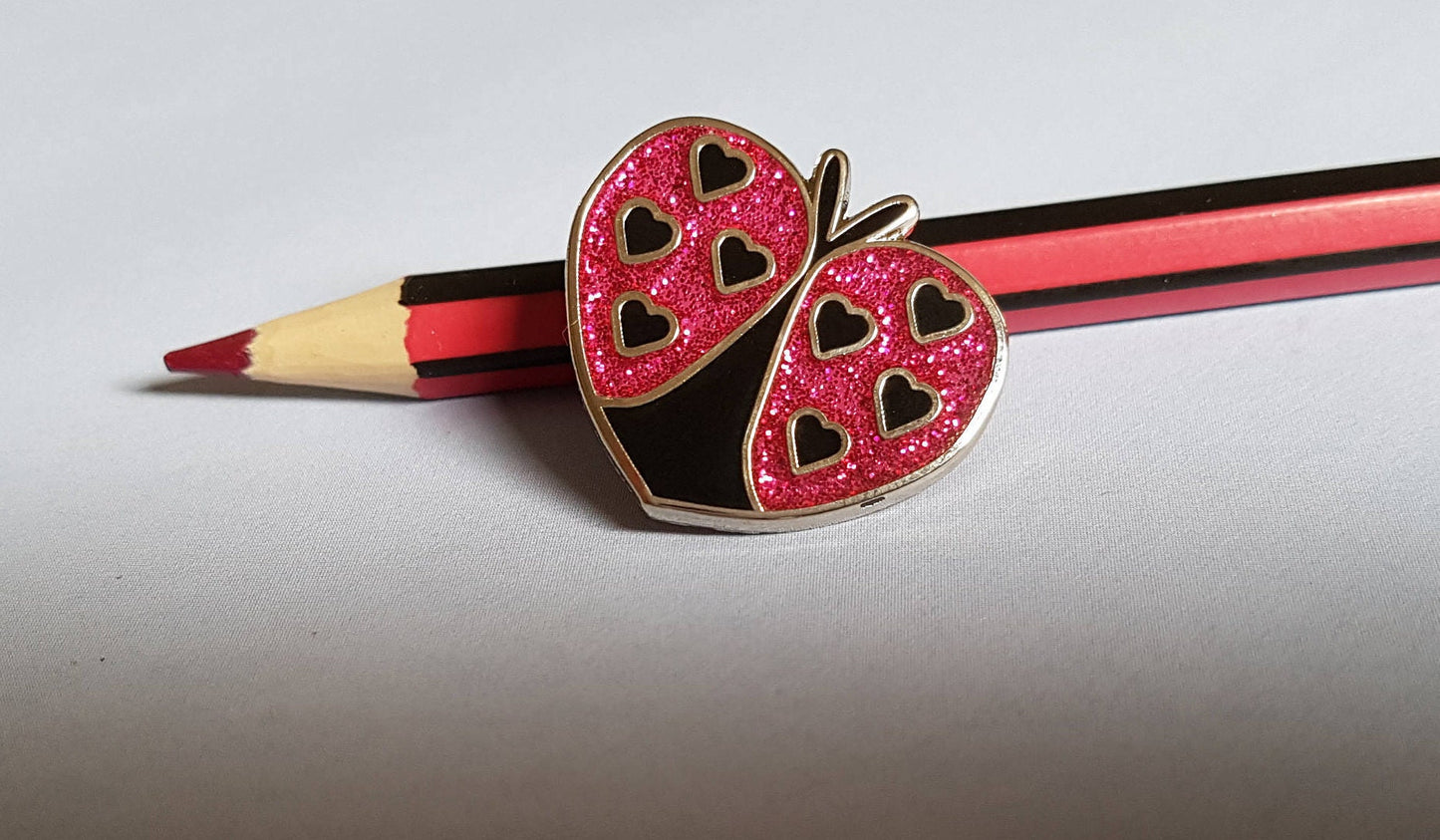 Love Bug Hard Enamel Pin Lapel Pin Hat Pin Badge Heart Cute Kawaii Glitter Ladybird Ladybug Valentine's Gift