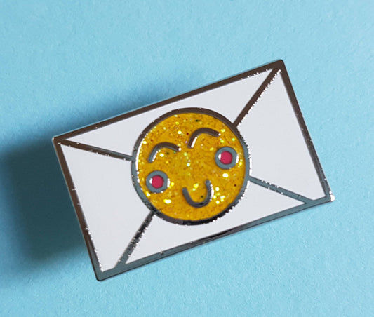 Happy Mail Hard Enamel Pin Lapel Pin Badge Hat Pin Letter Post Smiley Cute Kawaii Glitter Stocking Filler