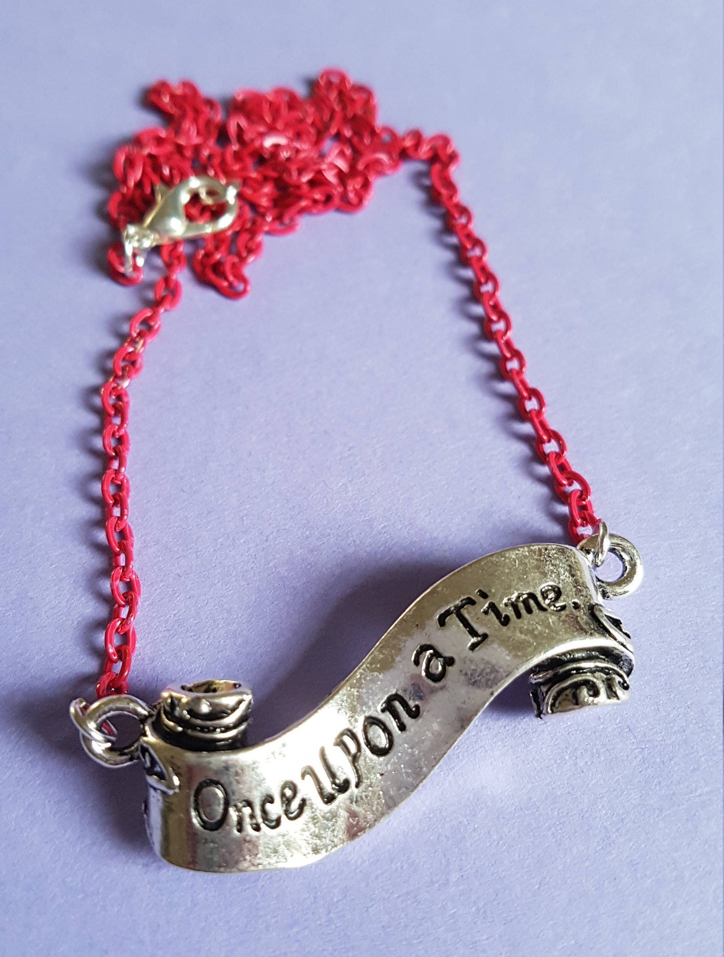 Fairytale 'Once Upon a Time' Scroll Bib Style Necklace. Princess, Fantasy, Story Book, Stories, Valentine's Day Gift