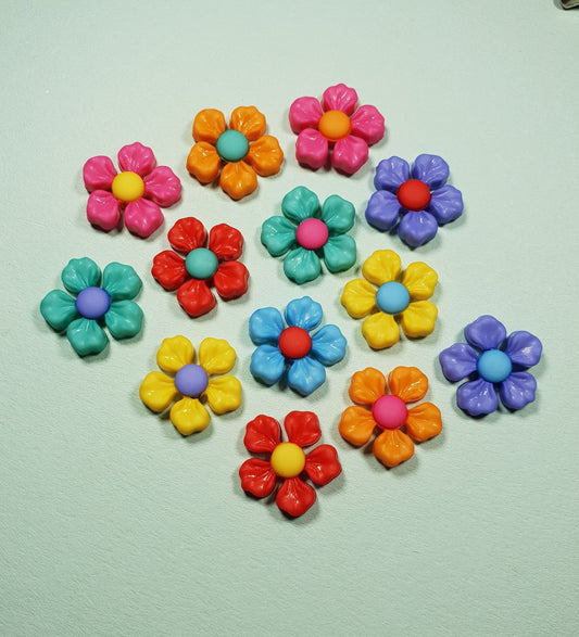 Colourful Flower Stud Earrings. Bright Rainbow Colours, Hypoallergenic, Allergy, Lead, Nickel Free. Mothers Day Gift