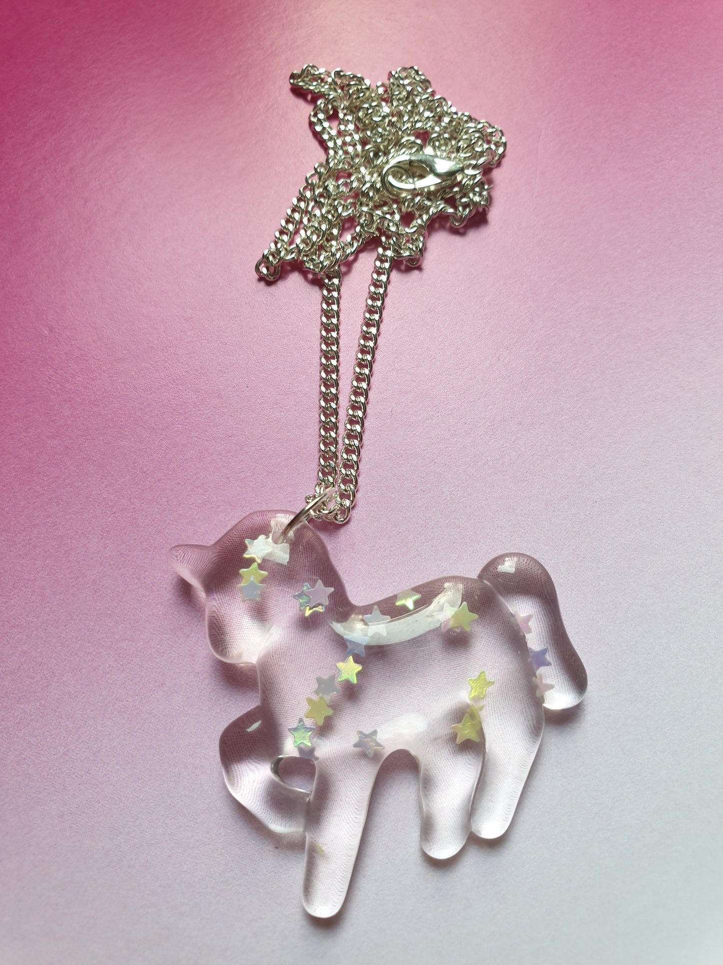 Magical Star Unicorn Necklace Pendant and Chain Fantasy Pretty, Horse, Pony, Magic, Pink, Purple Stocking Filler