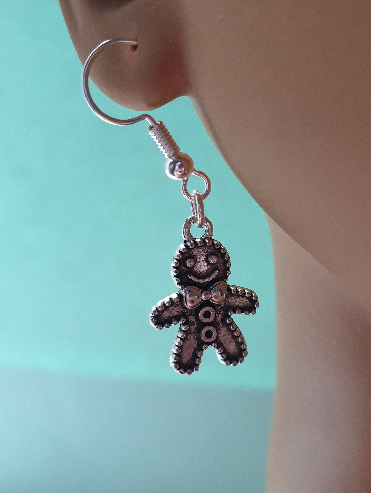 Cute Gingerbread Men / Man / Person Earrings. Clip On,  Hypoallergenic, Allergy. Nickel, Lead Free.  Christmas, Cookie, Gift